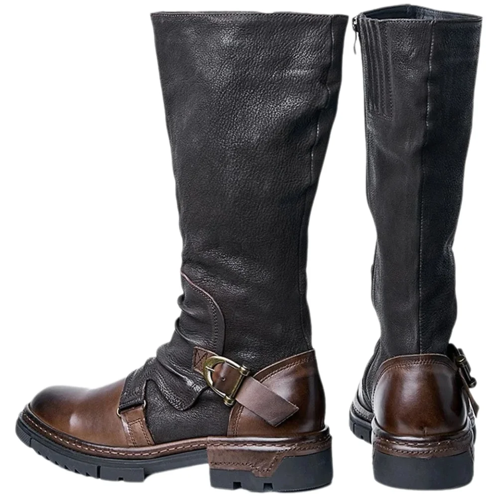Leather Work Pants - Zapatos medievales Retro de cuero PU