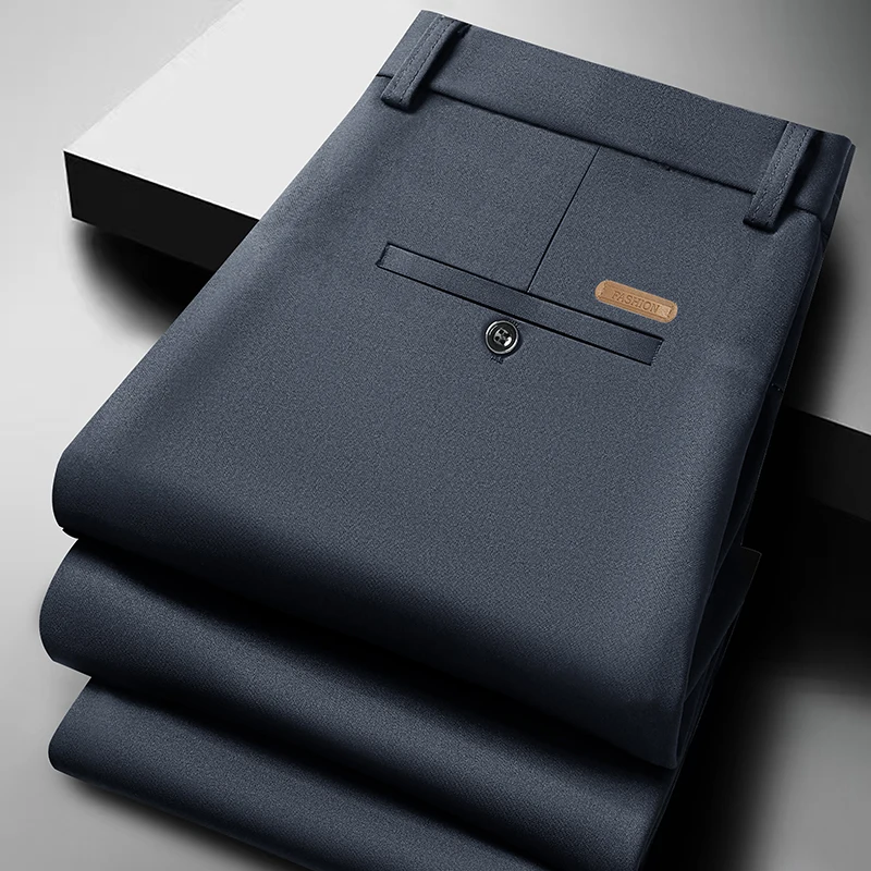 Leather Work Pants - Pantalones de negocios informales de largo
