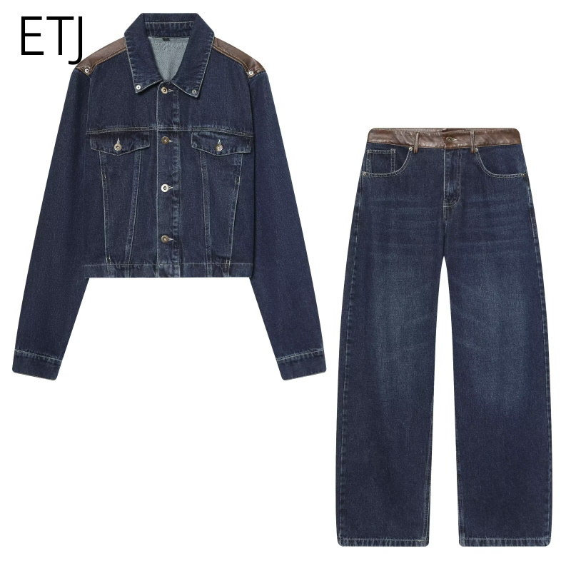 Leather Work Pants - Conjunto de Chaqueta y Jeans de