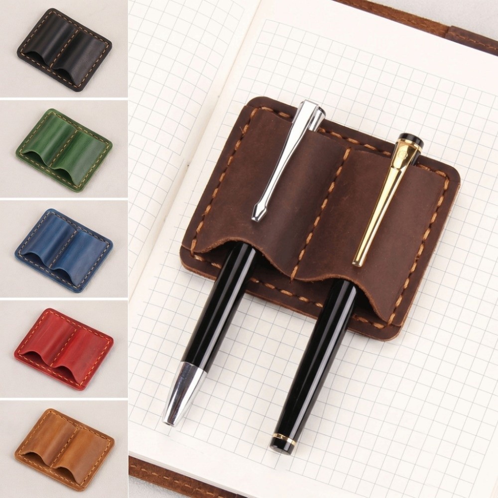 Leatherwork Books - Portaplumas Doble de Cuero Vintage, Elegante