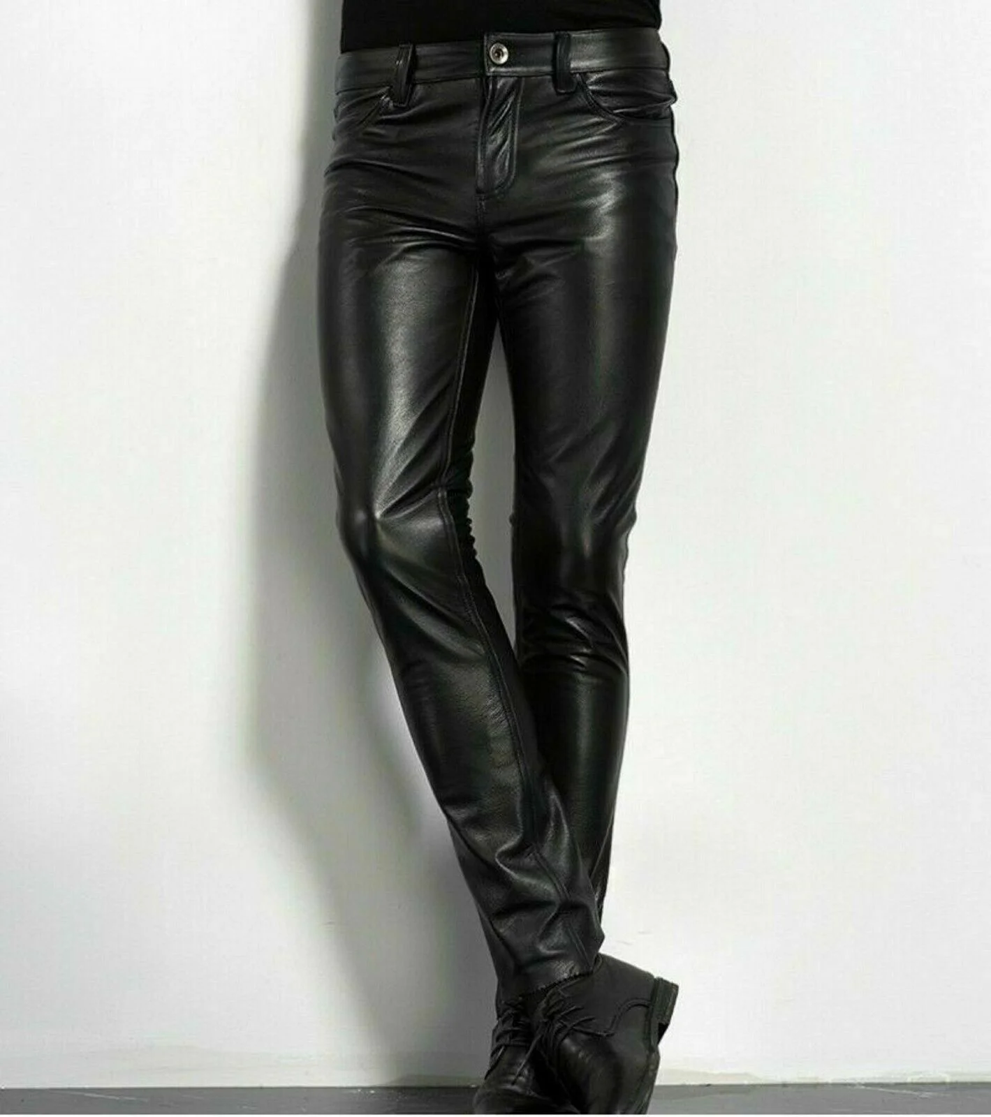 Pantalones de cuero PU a elecc - Leather Work Pants reseña y precio